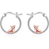 YFN Hoop Earrings with Cat Hummingbird Bird Horse Snake Mountain Dinosaur Earrings Sterling Silver for Sensitive Ears Cute Animal Hoops Gifts for Women(Silver-French bulldog Earring)