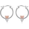 YFN Hoop Earrings with Cat Hummingbird Bird Horse Snake Mountain Dinosaur Earrings Sterling Silver for Sensitive Ears Cute Animal Hoops Gifts for Women(Silver-Pig Earring Gifts)