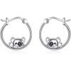 YFN Hoop Earrings with Cat Hummingbird Bird Horse Snake Mountain Dinosaur Earrings Sterling Silver for Sensitive Ears Cute Animal Hoops Gifts for Women(Silver-Koala Hoop Earrings)
