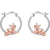 YFN Hoop Earrings with Cat Hummingbird Bird Horse Snake Mountain Dinosaur Earrings Sterling Silver for Sensitive Ears Cute Animal Hoops Gifts for Women(Silver-Fox Earrings Jewelry)