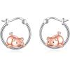 YFN Hoop Earrings with Cat Hummingbird Bird Horse Snake Mountain Dinosaur Earrings Sterling Silver for Sensitive Ears Cute Animal Hoops Gifts for Women(Pig Earrings Hoop)