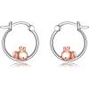 YFN Hoop Earrings with Cat Hummingbird Bird Horse Snake Mountain Dinosaur Earrings Sterling Silver for Sensitive Ears Cute Animal Hoops Gifts for Women(Silver-Bunny Hoop Necklace)
