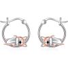 YFN Hoop Earrings with Cat Hummingbird Bird Horse Snake Mountain Dinosaur Earrings Sterling Silver for Sensitive Ears Cute Animal Hoops Gifts for Women(Silver-Corgi Hoop Earrings)
