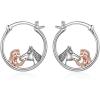 YFN Hoop Earrings with Cat Hummingbird Bird Horse Snake Mountain Dinosaur Earrings Sterling Silver for Sensitive Ears Cute Animal Hoops Gifts for Women(Silver-Horse Hoop Earrings)