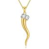 YFN Italian Horn Necklace for Women 18k Gold Plated Sterling Silver Horn Pendant Charm Necklace Jewelry Gifts for Men 18+2″(Gold-Italian Horn Necklace)