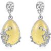 YFN Moonstone/Amber Filigree Teardrop Drop Dangle Earrings Sterling Silver Celtic Stud Earrings Jewelry for Women Mom(Silver-Amber Filigree Earrings)