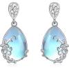 YFN Moonstone/Amber Filigree Teardrop Drop Dangle Earrings Sterling Silver Celtic Stud Earrings Jewelry for Women Mom(Silver-Moonstone Filigree Earrings)