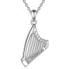 YFN Musical Instrument Necklace Sterling Silver Music Lover Pendant Jewelry Gifts for Women Men(Harp)