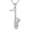 YFN Musical Instrument Necklace Sterling Silver Music Lover Pendant Jewelry Gifts for Women Men(Saxophone)