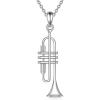 YFN Musical Instrument Necklace Sterling Silver Music Lover Pendant Jewelry Gifts for Women Men(Trumpet)