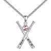 YFN Sport Necklace Sterling Silver Never Give Up I Can Do All Things Pendant Jewelry Sport Gifts for Women Men(Baseball Bat)