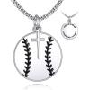 YFN Sport Necklace Sterling Silver Never Give Up I Can Do All Things Pendant Jewelry Sport Gifts for Women Men(Baseball with Cross)