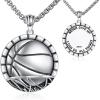 YFN Sport Necklace Sterling Silver Never Give Up I Can Do All Things Pendant Jewelry Sport Gifts for Women Men(Basketball)