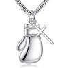 YFN Sport Necklace Sterling Silver Never Give Up I Can Do All Things Pendant Jewelry Sport Gifts for Women Men(Boxing Glove with Cross)