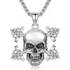 YFN Sport Necklace Sterling Silver Never Give Up I Can Do All Things Pendant Jewelry Sport Gifts for Women Men(Dumbbell Skull)