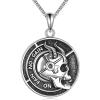 YFN Sport Necklace Sterling Silver Never Give Up I Can Do All Things Pendant Jewelry Sport Gifts for Women Men(Dumbbell Skull B)