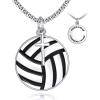 YFN Sport Necklace Sterling Silver Never Give Up I Can Do All Things Pendant Jewelry Sport Gifts for Women Men(Volleyball with Cross)