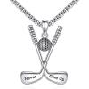 YFN Sport Necklace Sterling Silver Never Give Up I Can Do All Things Pendant Jewelry Sport Gifts for Women Men(YFN Golf Necklace)