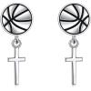 YFN Sport and Music Earrings Sterling Silver Sport Lover Music Lover Jewelry Gifts for Women Men(Basketball Cross)