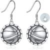 YFN Sport and Music Earrings Sterling Silver Sport Lover Music Lover Jewelry Gifts for Women Men(Basketball Dangle)