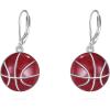 YFN Sport and Music Earrings Sterling Silver Sport Lover Music Lover Jewelry Gifts for Women Men(Basketball Dangle Color)