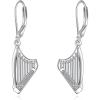 YFN Sport and Music Earrings Sterling Silver Sport Lover Music Lover Jewelry Gifts for Women Men(Harp)