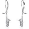 YFN Sport and Music Earrings Sterling Silver Sport Lover Music Lover Jewelry Gifts for Women Men(Saxophone)
