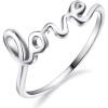 YFN Sterling Silver Simple Love Script Ring Thin Band Promise Ring(Silver)