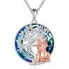 YFN Tree of Life Necklace Sterling Silver Crystal Jewelry Graduation Birthday Gifts for Women(Cello)