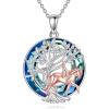 YFN Tree of Life Necklace Sterling Silver Crystal Jewelry Graduation Birthday Gifts for Women(Equitation)
