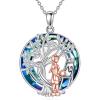 YFN Tree of Life Necklace Sterling Silver Crystal Jewelry Graduation Birthday Gifts for Women(Paint)