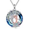 YFN Tree of Life Necklace Sterling Silver Crystal Jewelry Graduation Birthday Gifts for Women(Runner)