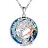 YFN Tree of Life Necklace Sterling Silver Crystal Jewelry Graduation Birthday Gifts for Women(Skate)