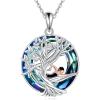 YFN Tree of Life Necklace Sterling Silver Crystal Jewelry Graduation Birthday Gifts for Women(Swim)