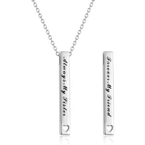 Sterling Silver Bar Necklace – Inspirational Jewelry for Women: Birthday Gifts for Sister, Friends(Always My Sister Forever My Friend-Silver Sister Christmas Gifts Sister Necklaces gift for Sister)