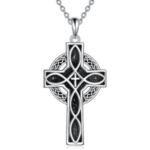 YFN Celtic Cross Necklace Sterling Silver Religious Cross Pendant Abalone Shell Cross Jewelry Christian Gift for Women Men(C. Celtic)