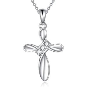 YFN Cross Necklace Sterling Silver Religious Cross Pendant Christians Jewelry Gifts for Women Men(Dainty)