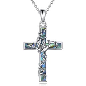 YFN Cross Necklace Sterling Silver Religious Cross Pendant Jewelry Christian Gifts for Women Men(F. Dove)
