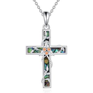 YFN Cross Necklace Sterling Silver Religious Cross Pendant Jewelry Christian Gifts for Women Men(F. Holly)