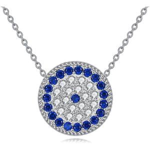 YFN Evil Eye Pendant Necklace for Women 925 Sterling Silver Greek Protection Jewelry Amulet Gift for Women 18″(Blue-Evil Eye Necklace)