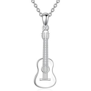 YFN Musical Instrument Necklace Sterling Silver Music Lover Pendant Jewelry Gifts for Women Men(Guitar)