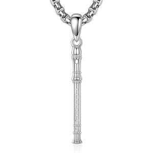 YFN Musical Instrument Necklace Sterling Silver Music Lover Pendant Jewelry Gifts for Women Men(Soprano Recorder)