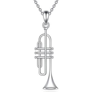 YFN Musical Instrument Necklace Sterling Silver Music Lover Pendant Jewelry Gifts for Women Men(Trumpet)