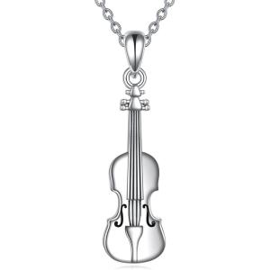 YFN Musical Instrument Necklace Sterling Silver Music Lover Pendant Jewelry Gifts for Women Men(Violin)