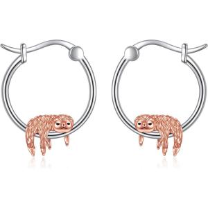 YFN Sloth Earrings for Women Sterling Silver Small Cute Earrings Huggie Hoop Earrings for Sensitive Ears Sloth Jewelry Gifts for Daughter