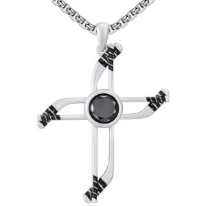 YFN Sport Necklace Sterling Silver Never Give Up I Can Do All Things Pendant Jewelry Sport Gifts for Women Men(Hockey Cross)