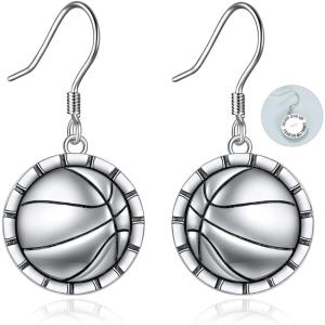 YFN Sport and Music Earrings Sterling Silver Sport Lover Music Lover Jewelry Gifts for Women Men(Basketball Dangle)