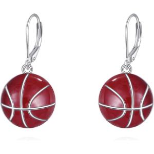 YFN Sport and Music Earrings Sterling Silver Sport Lover Music Lover Jewelry Gifts for Women Men(Basketball Dangle Color)