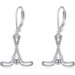 YFN Sport and Music Earrings Sterling Silver Sport Lover Music Lover Jewelry Gifts for Women Men(Hockey)