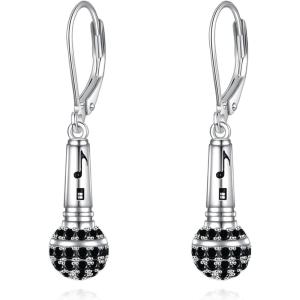 YFN Sport and Music Earrings Sterling Silver Sport Lover Music Lover Jewelry Gifts for Women Men(Microphone)